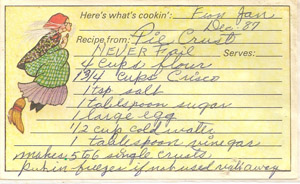 pie crust recipe card